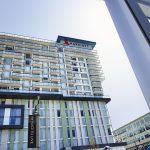 looking up at the Marriott Hotel. New development in Markham